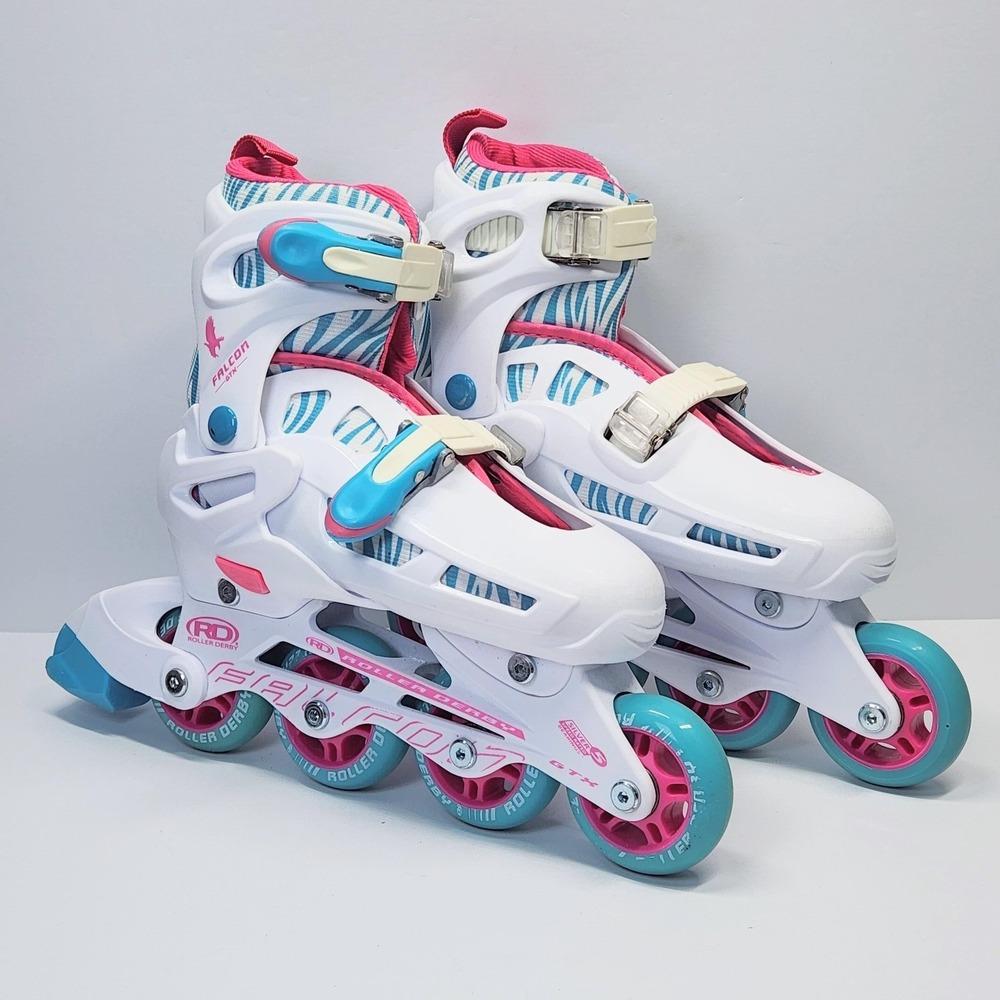 Roller Derby Falcon GTX Girls Adjustable 3-6 White Pink Inline Quad Skates Combo - Picture 15 of 16
